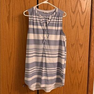 Striped Sleeveless Blouse in Blue and White